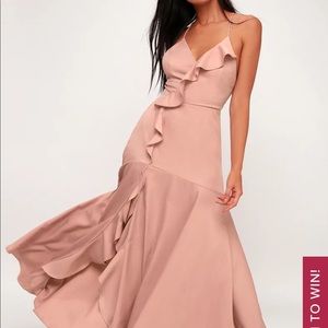Selmah Mauve Ruffled Lace-Up Maxi Dress